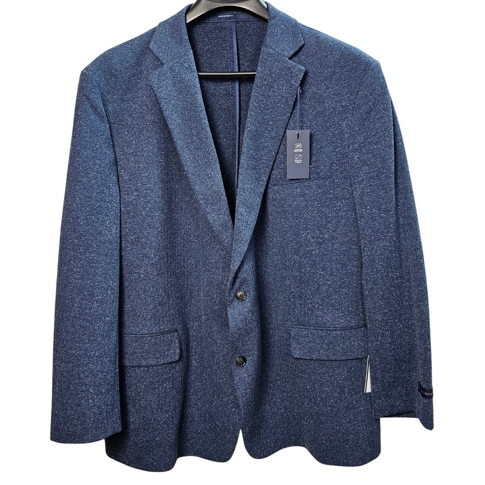 Stafford‎ Big & Tall Navy Herringbone Stretch Sport Coat Blazer 54 Regular NEW